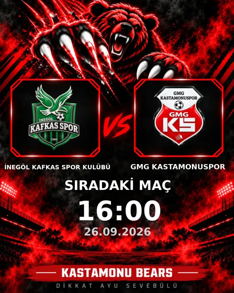 GMG Kastamonuspor’un İnegöl Kafkas Spor Kulübü maçı ilk 11’i belli oldu