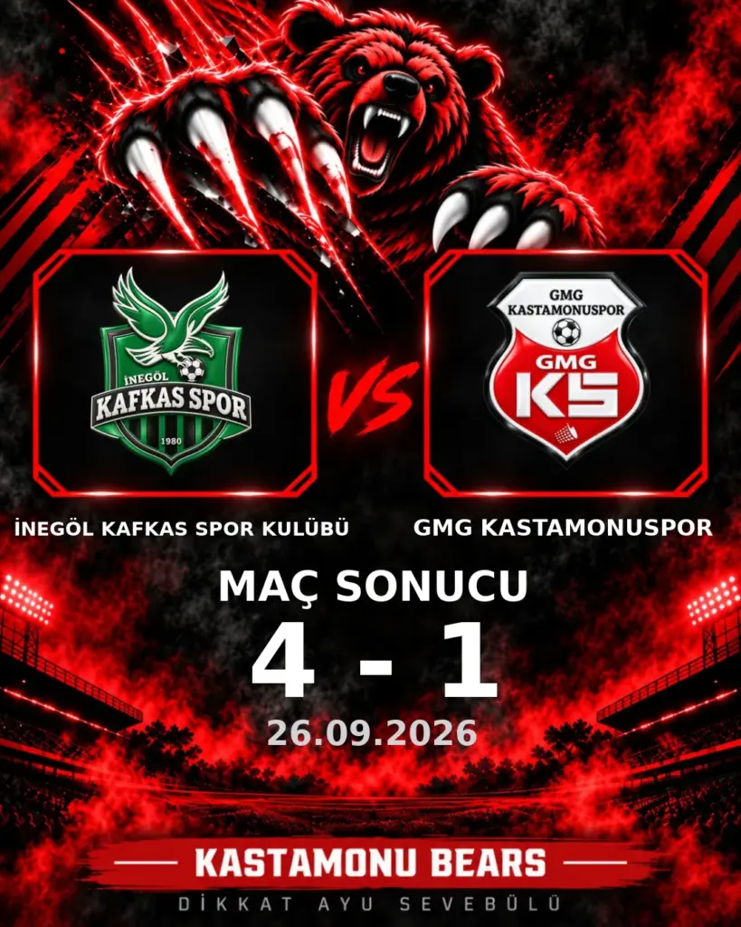 GMG KASTAMONUSPOR, İNEGÖL KAFKAS SPOR KULÜBÜ karşısında mağlup: 1-4